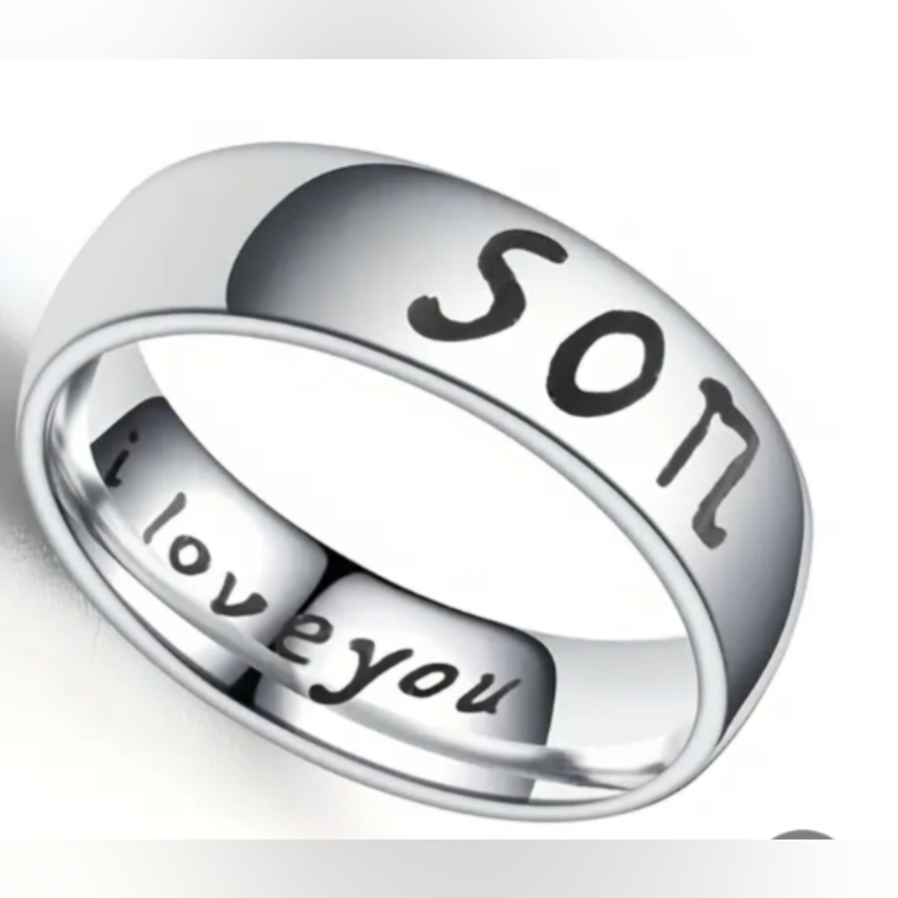 SON I Love You Inside Stainless Steel Finger Ring 4mm Ring Band Sz 10 NWT